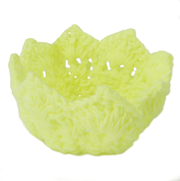 Βρεφική πλεκτή κορώνα κίτρινη φωσφοριζέ