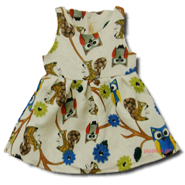 Βρεφικό μπροκάρ φόρεμα ζωάκια του δάσους