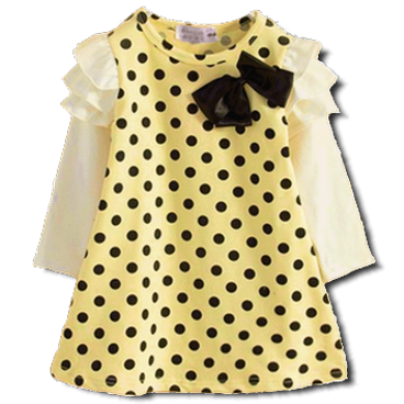 Βρεφικό παιδικό φόρεμα κίτρινο λευκό μαύρο πουά