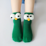 Κάλτσες παιδικές βρεφικές πράσινες με μεγάλα χνουδωτά μάτια με μυτούλα