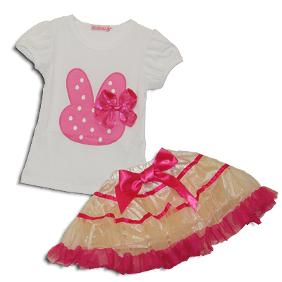 Βρεφικό παιδικό σετ μπλουζάκι κουνελάκι με φούστα
