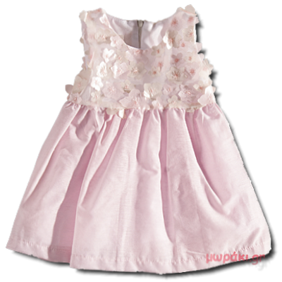 Βρεφικό φόρεμα ροζ με λουλούδια Ελληνικής κατασκευής