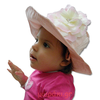 Βρεφικό παιδικό καπέλο ροζ με λουλούδι