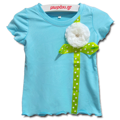 Βρεφικό παιδικό μπλουζάκι γαλάζιο με λουλούδι