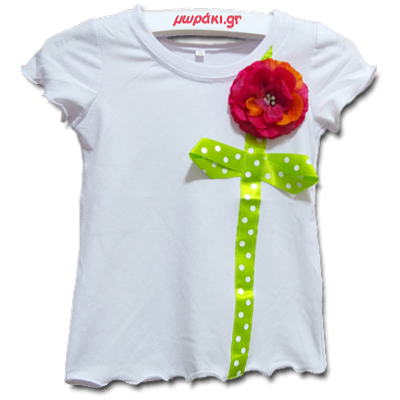 Βρεφικό παιδικό λευκό μπλουζάκι με λουλούδι