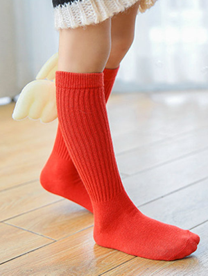Βρεφικές παιδικές κάλτσες κόκκινες με ιβουάρ φτερά αγγέλων