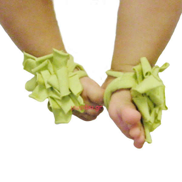 Βρεφικά υφασμάτινα σανδάλια αγκαλιάς λαχανί για μωράκι ως 12 μηνών